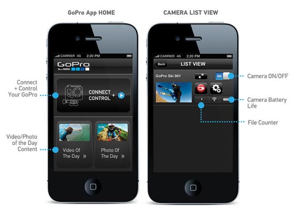Nueva aplicación App para iOS y Android de GoPro para controlar remotamente nuestras cámaras HD HERO2