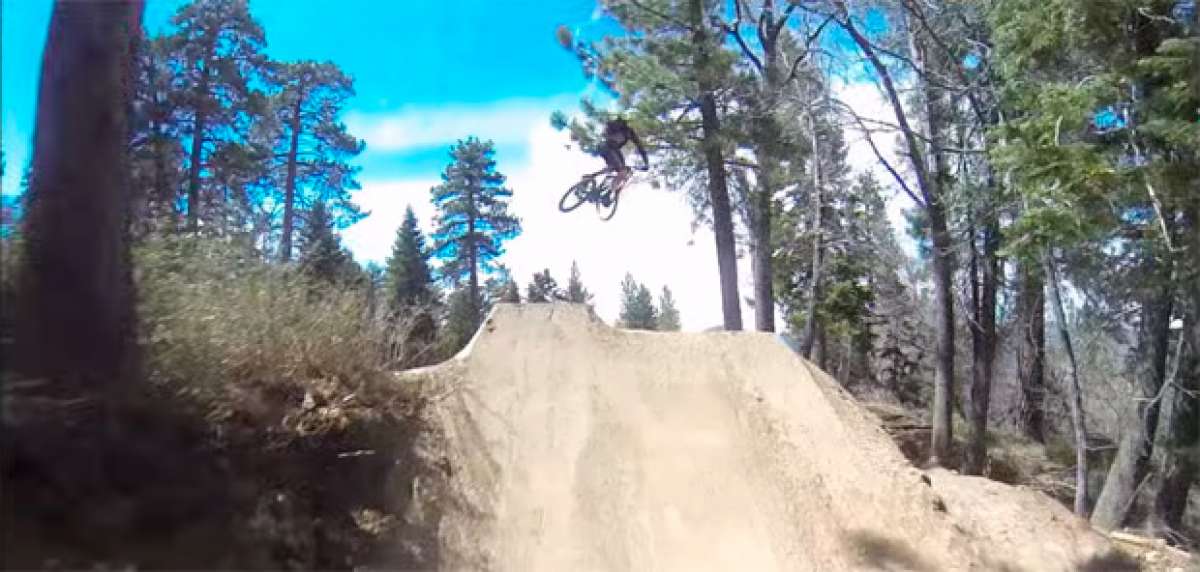 Un Bike Park, dos ciclistas y un espectacular salto... con ramas de árbol incluidas