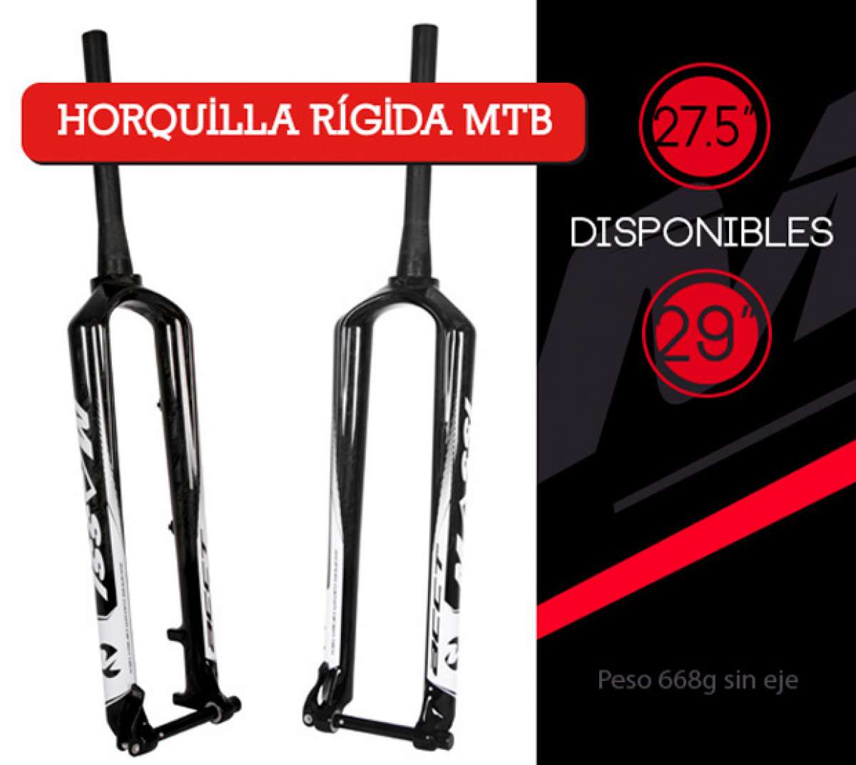 gama de horquillas rígidas en carbono de para bicicletas de montaña