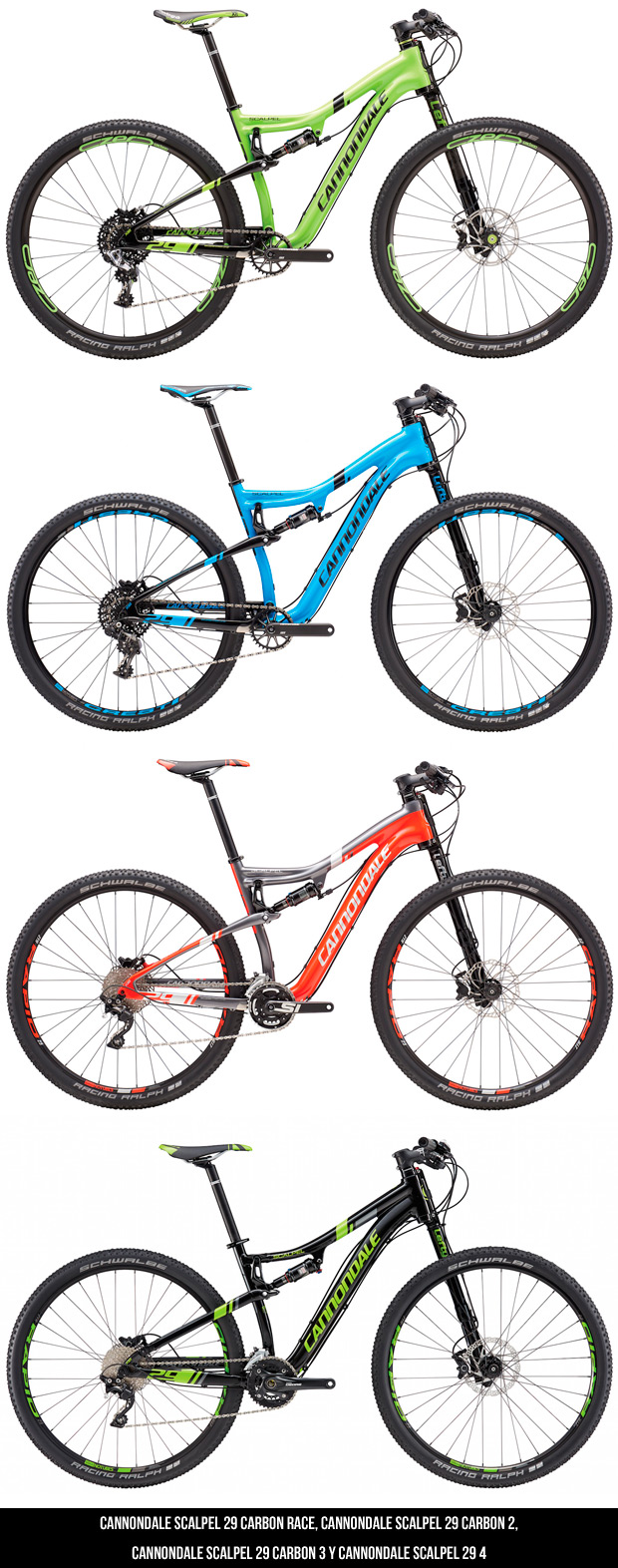 Novedades 2016: Montajes y colores de las nuevas Cannondale F-Si, Scalpel y Slate