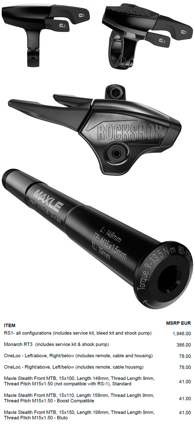 RockShox 2016: Nueva RS-1 en 27.5 pulgadas, nuevo Monarch RT3, nuevo mando remoto OneLoc y nuevo eje pasante 'Maxle Stealth'