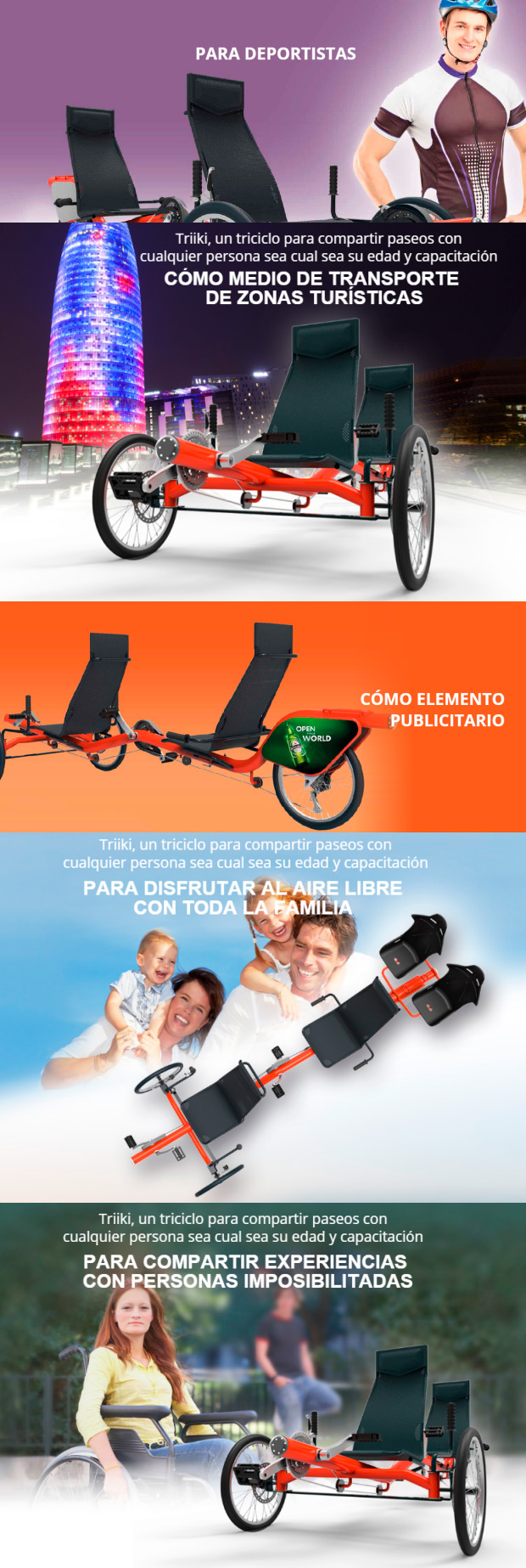 Triiki, un tándem de tres ruedas para disfrutar de la bicicleta en familia