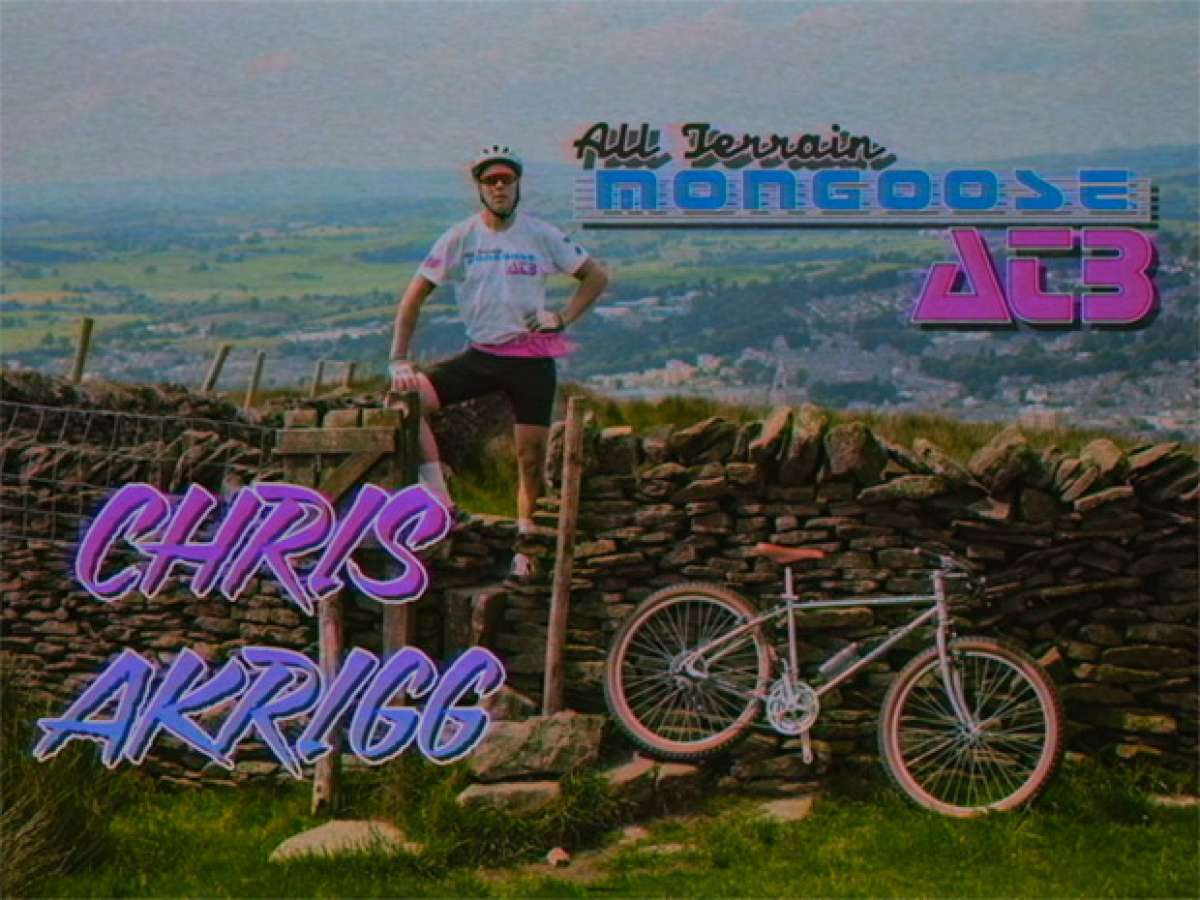 Chris Akrigg rodando sobre una Mongoose All-Terrain Bike de 1985