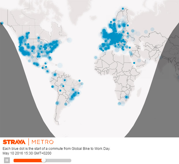 Casi 80.000 desplazamientos registrados en el primer 'Día Mundial para ir al Trabajo en Bici' de Strava