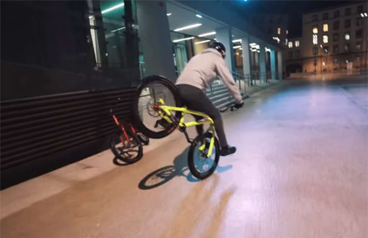 Sesión de "Trial Bike" urbano bajo la lluvia con Fabio Wibmer y Elias Schwärzler