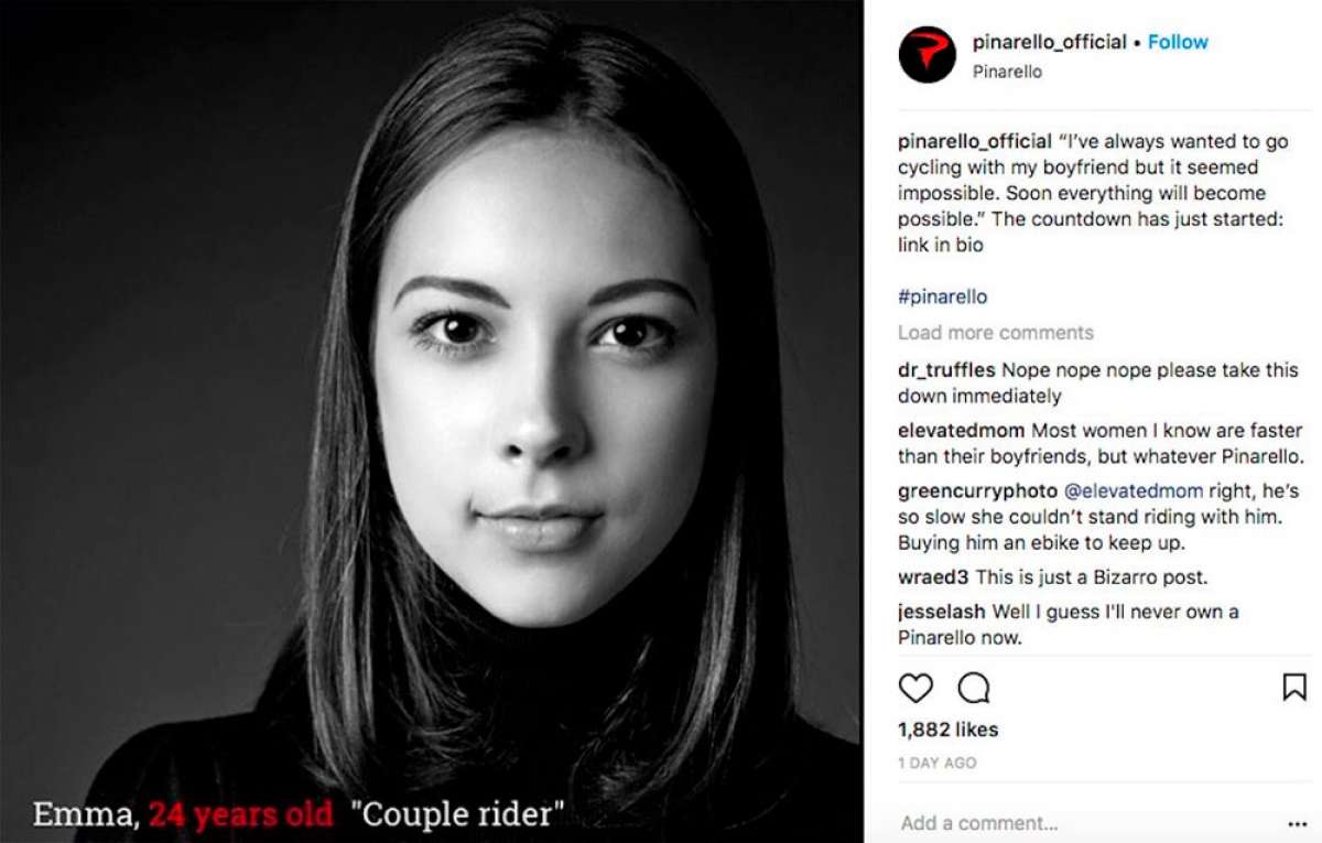 En TodoMountainBike: Pinarello, obligada a retirar una campaña publicitaria de tono 'sexista' tras incendiar las redes sociales