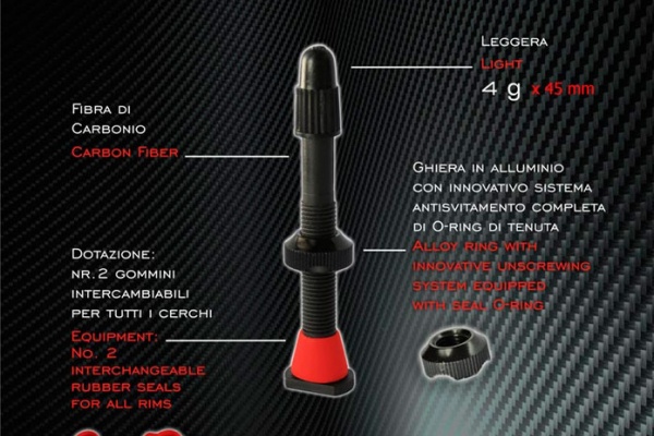 Para amantes de los pesos ligeros: Barbieri Carbonaria, válvulas "tubeless" fabricadas en fibra de carbono