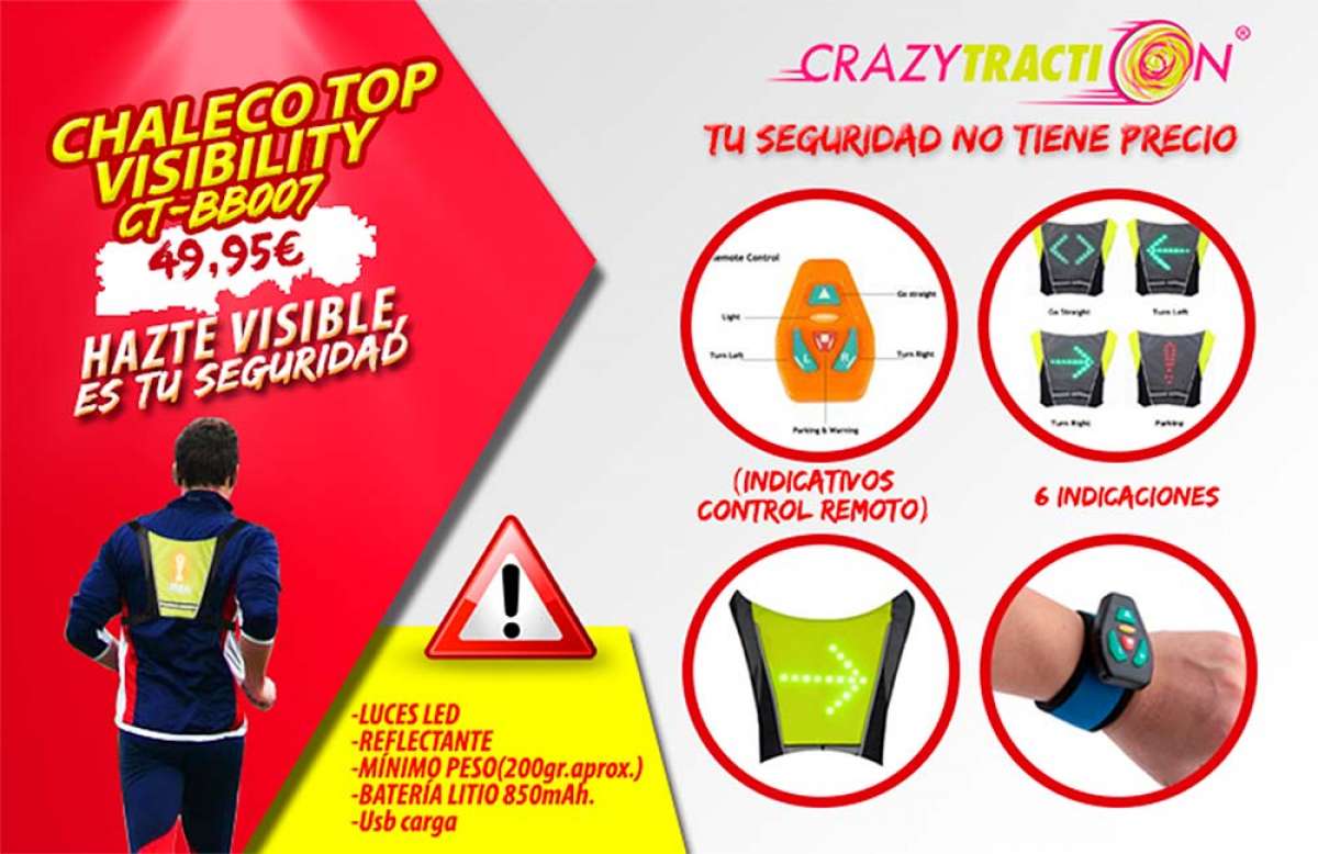 En TodoMountainBike: Top Visibility CT-BB007, un chaleco con tecnología LED para ciclistas, runners y usuarios de patinetes eléctricos