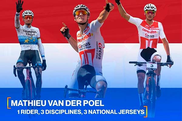 Mathieu van der Poel hace historia en el ciclismo holandés con un triple título nacional: Carretera, Ciclocross y XCO