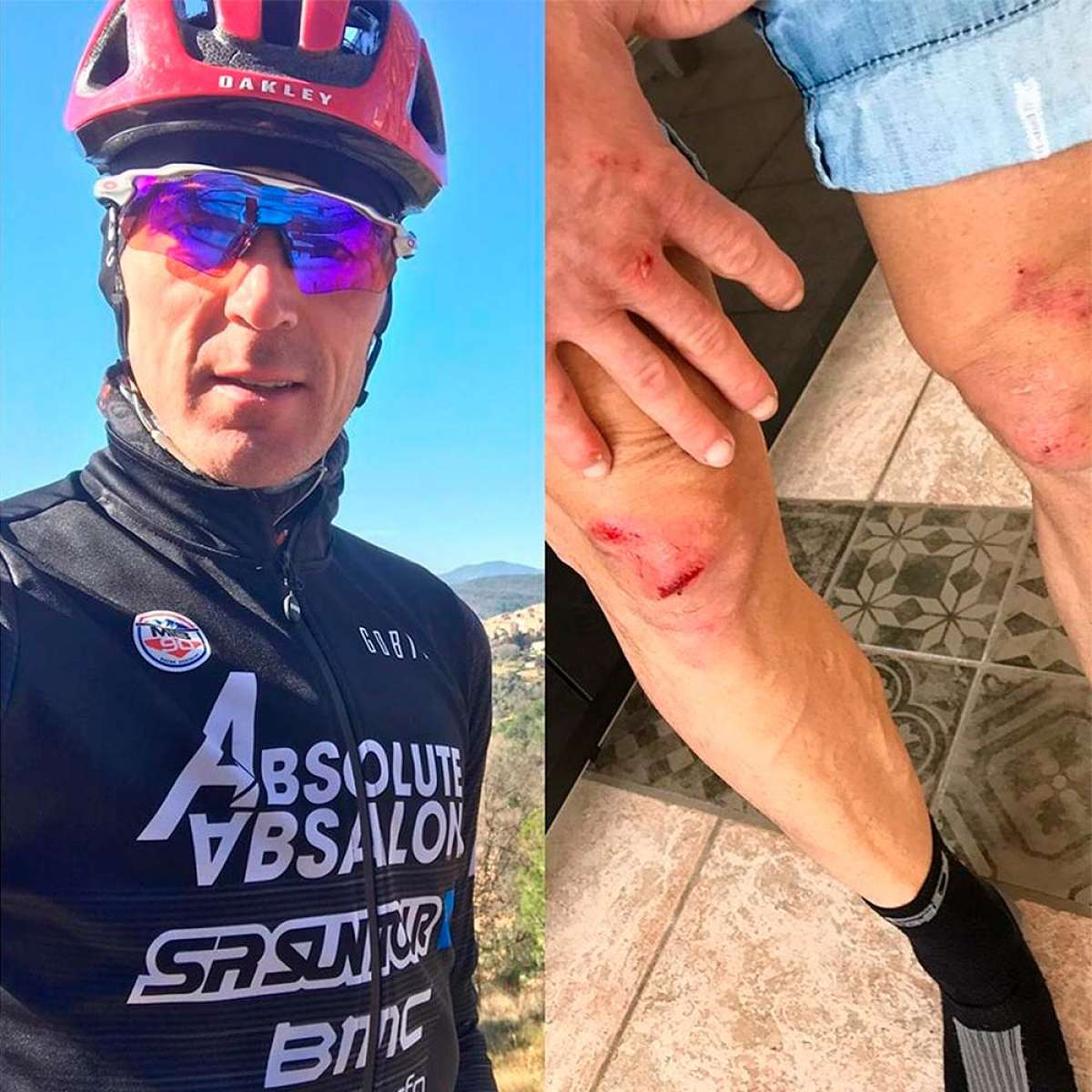 Julien Absalon choca con un coche mientras entrenaba: "Conductores, usen los intermitentes"