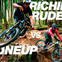 Richie Rude contra seis miembros de OneUp Components en uno de los senderos favoritos de la marca canadiense