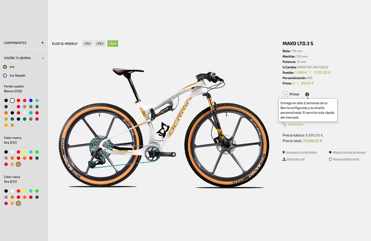 En TodoMountainBike: Berria Prime, el servicio de personalización de bicicletas más rápido del mercado